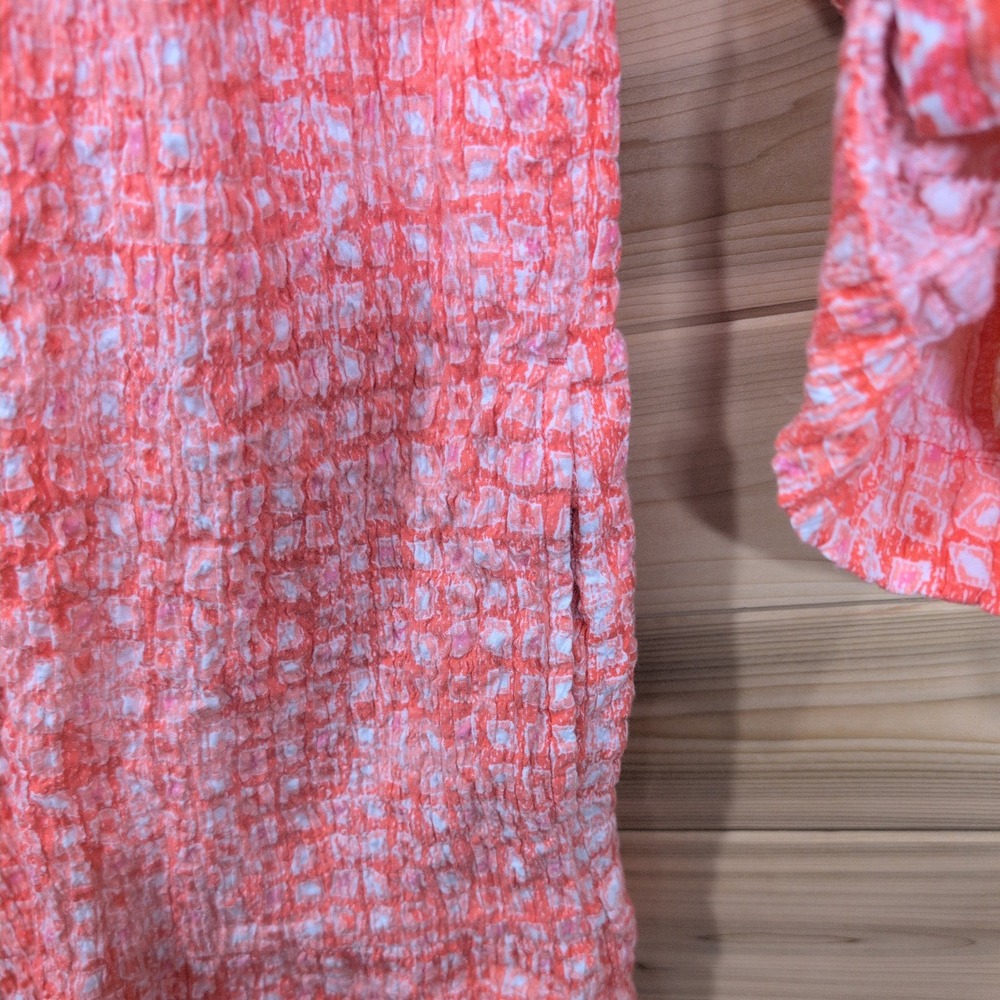 Habitat Clothes to Live In Coral Pink Seersucker Button Front Tunic Dress XXL - Picture 4 of 11